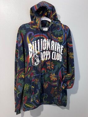 Billionaire Boys Club Navy Hoodie with Multicolor Paisley